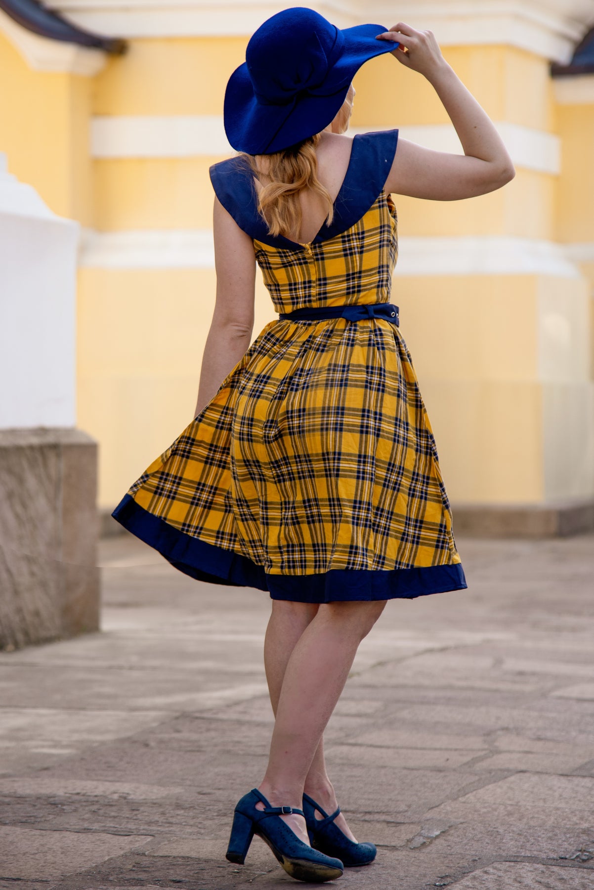 Yellow sales tartan dress