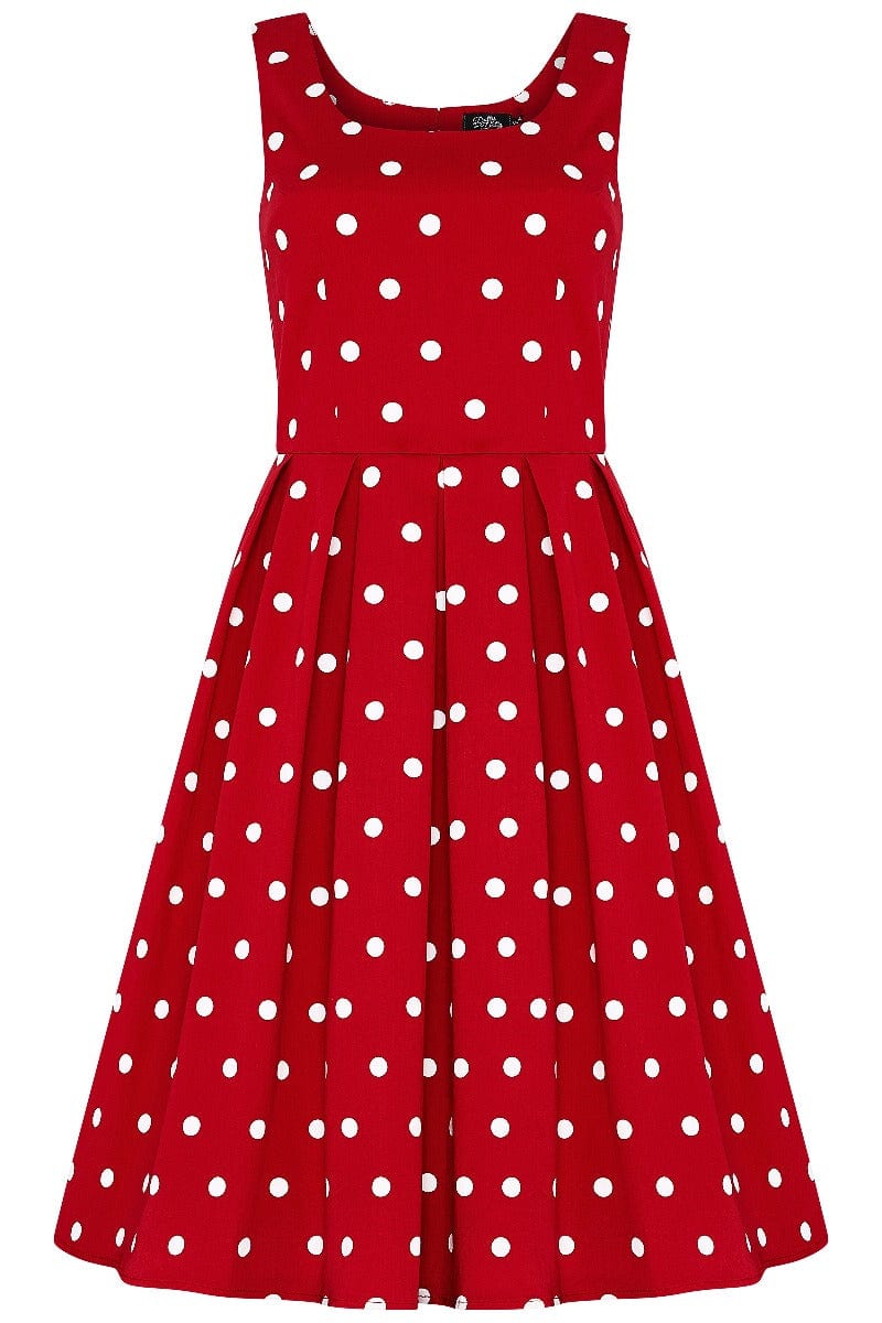 Amanda Polka Dot Swing Dress In Red & White