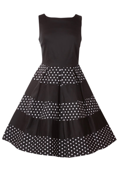 Adorable Striped 50s Inspired Swing Dress in Black