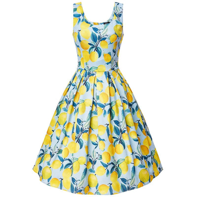 Amanda Light Blue Lemon Swing Dress