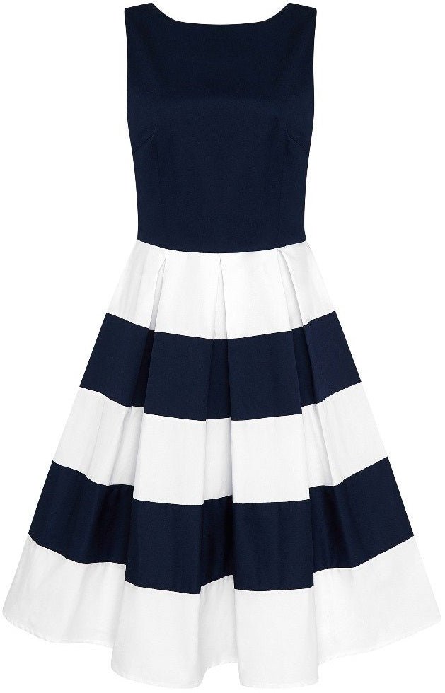 Striped 50s Swing Dress in Navy and White