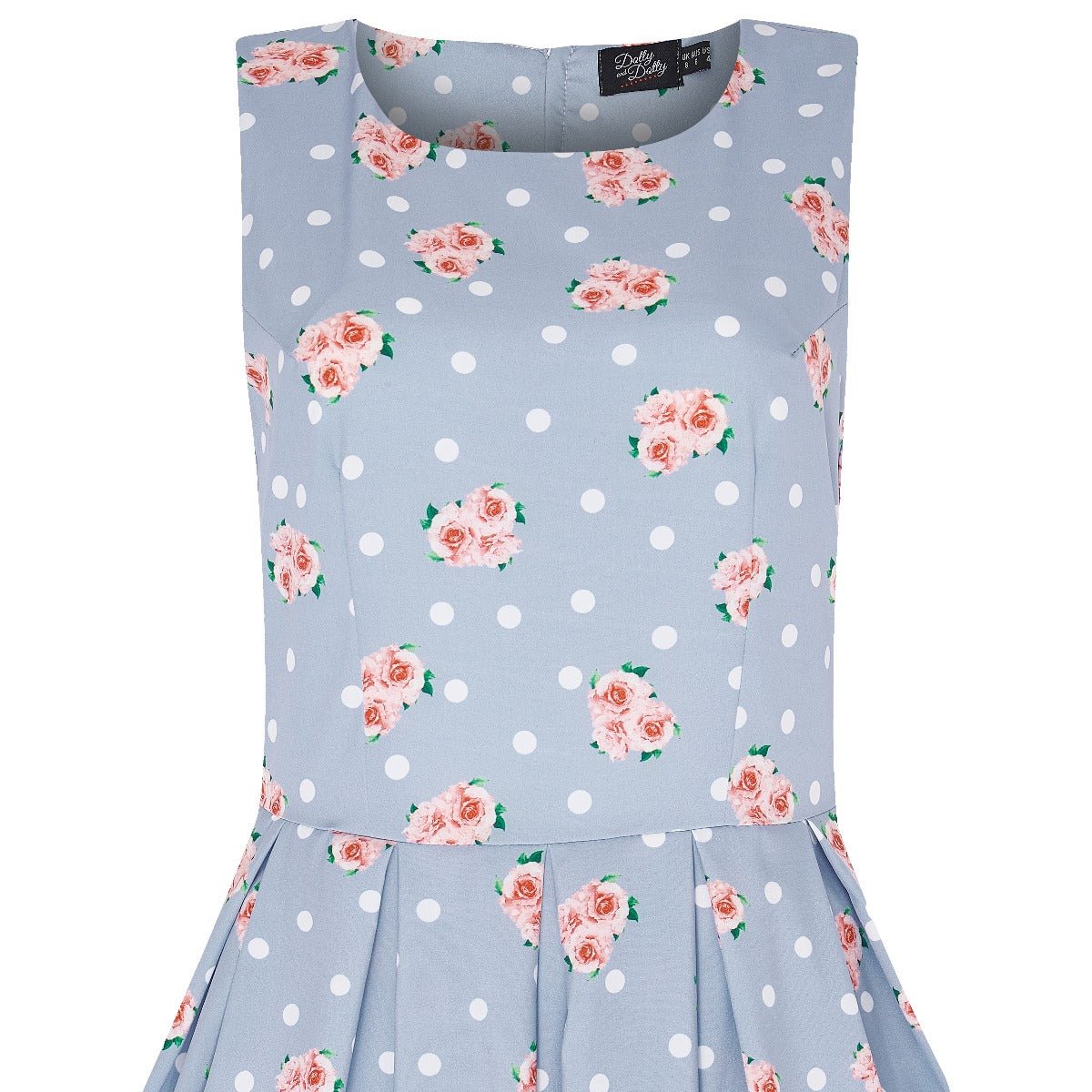 Women's Baby Blue Floral Swing Dress close up