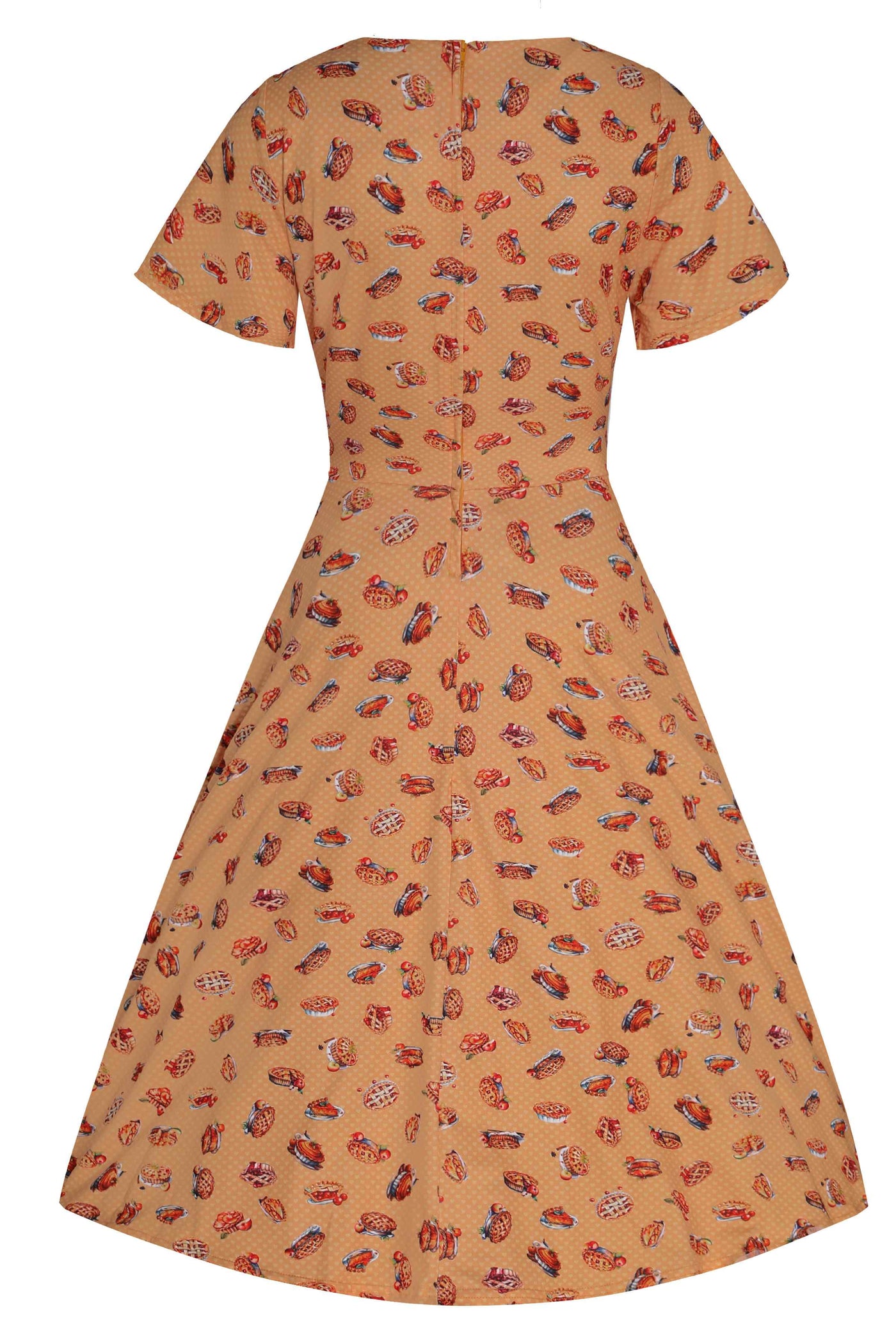 Back View of Apple Pie Short Sleeved Dress in Orange