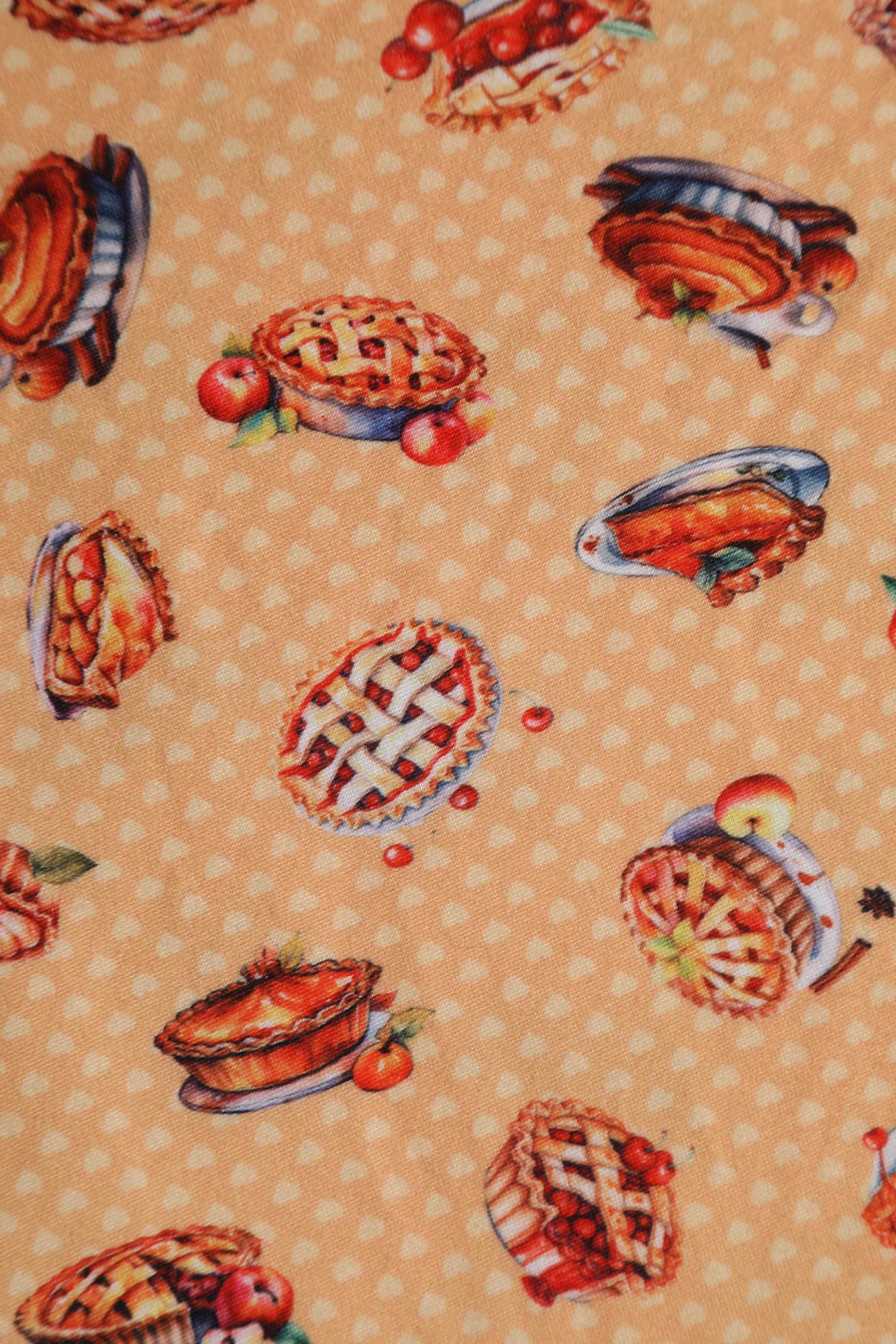 Close up View of Apple Pie Short Sleeved Dress in Orange