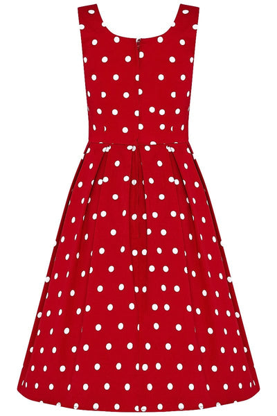 Amanda Polka Dot Swing Dress In Red & White