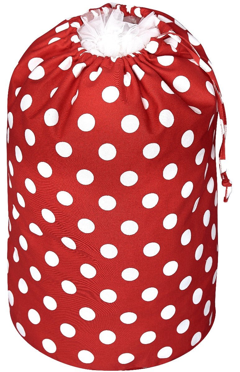 Petticoat String Tie Bag in Red with White Polka