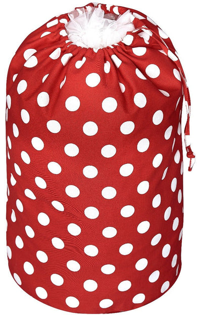 Petticoat String Tie Bag in Red with White Polka