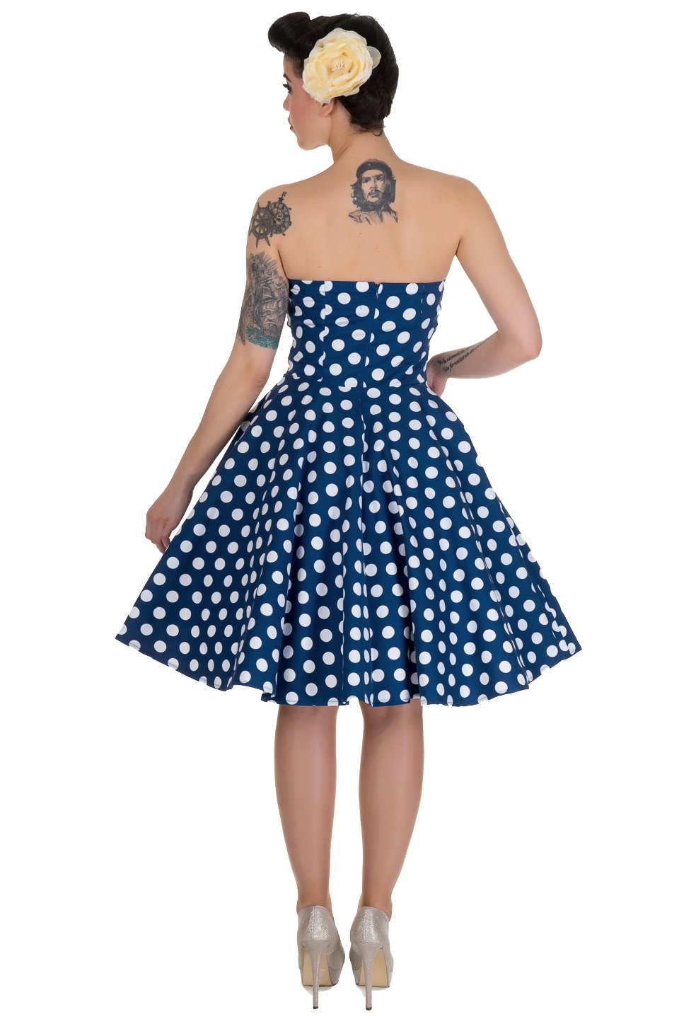 Bandeau Retro Rockabilly Dress in Navy