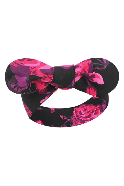 Black & Pink Floral Headband
