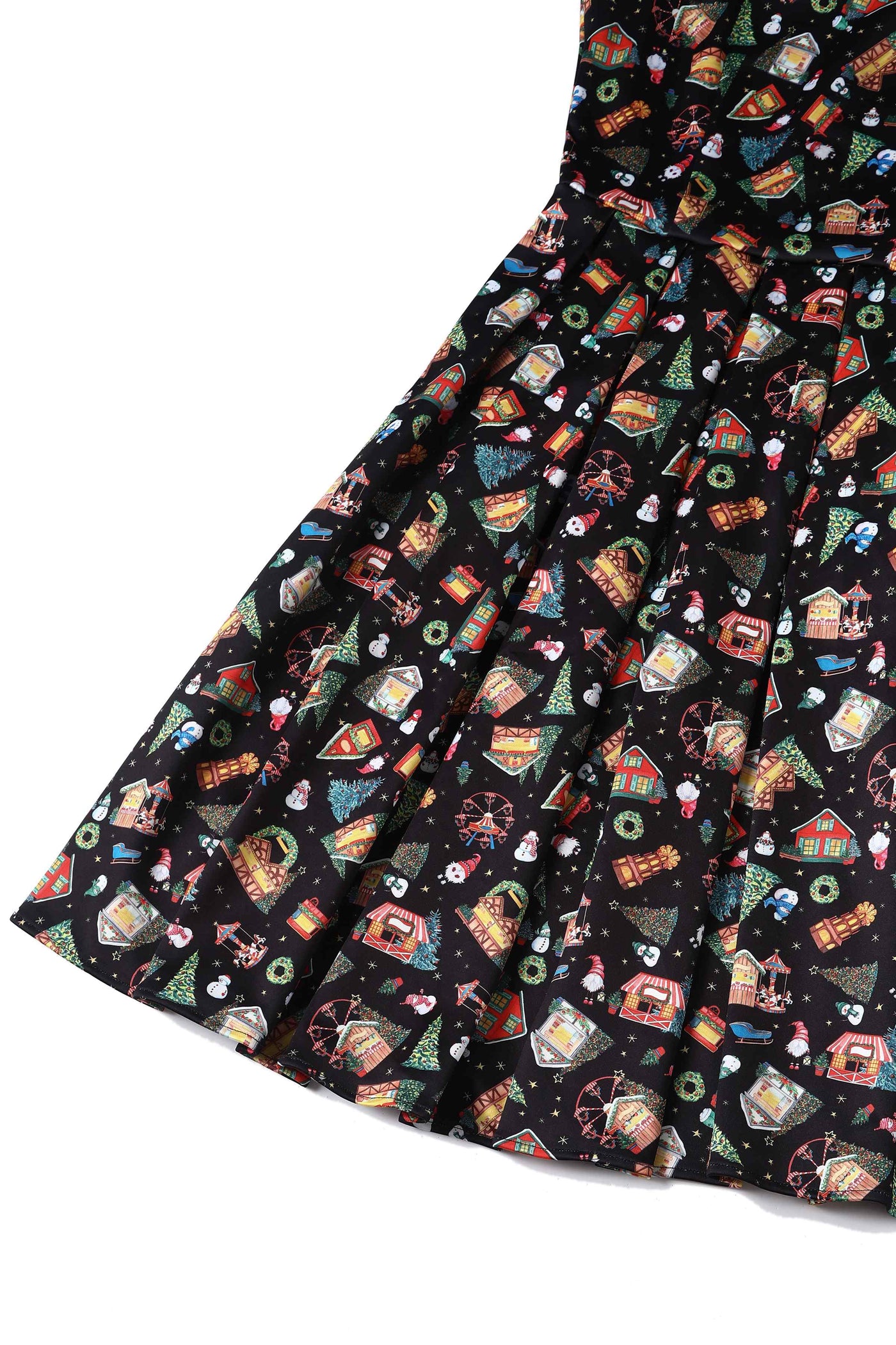 Black Christmas Fair Print Dress