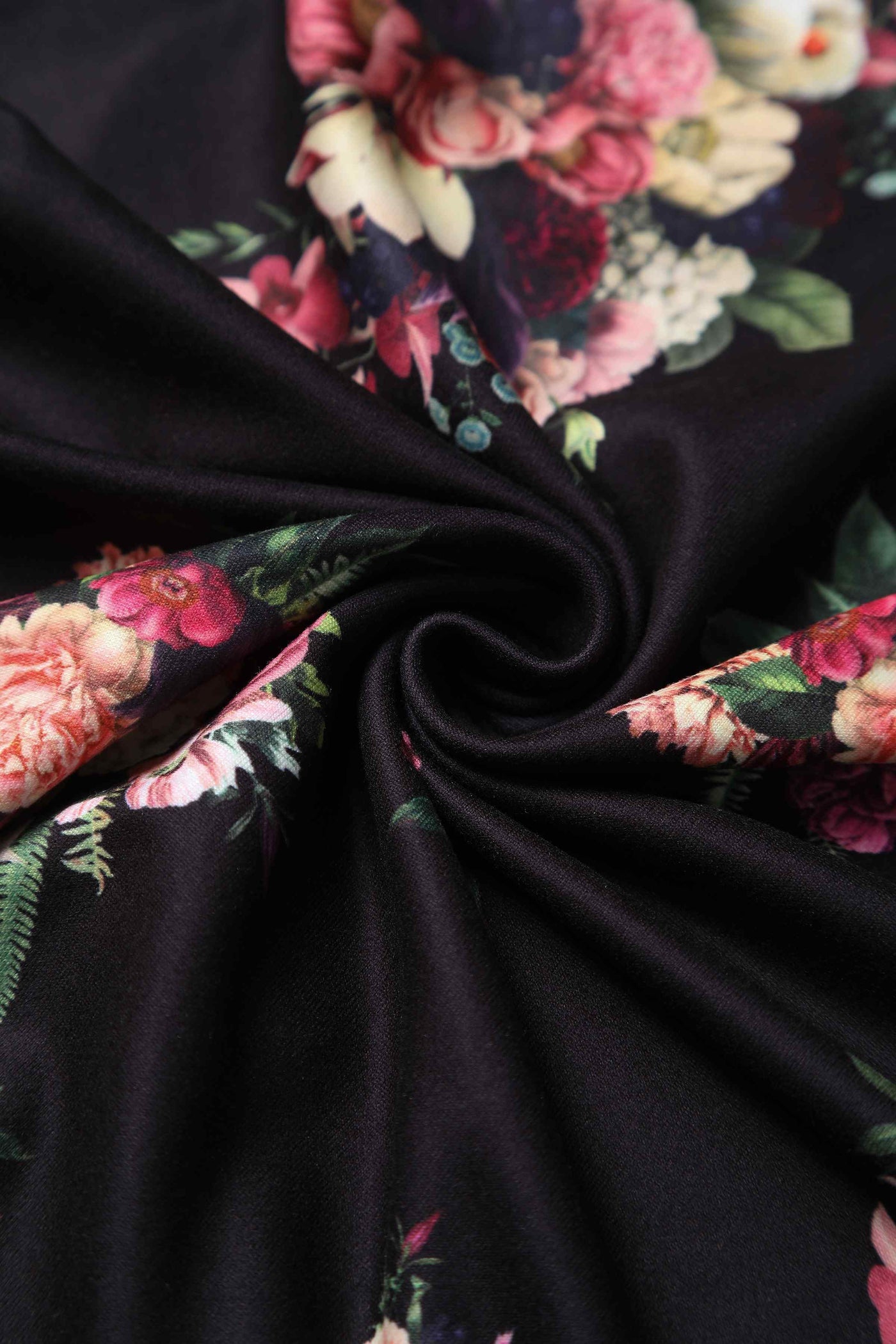 Black Floral Mid Calf Dress Fabric