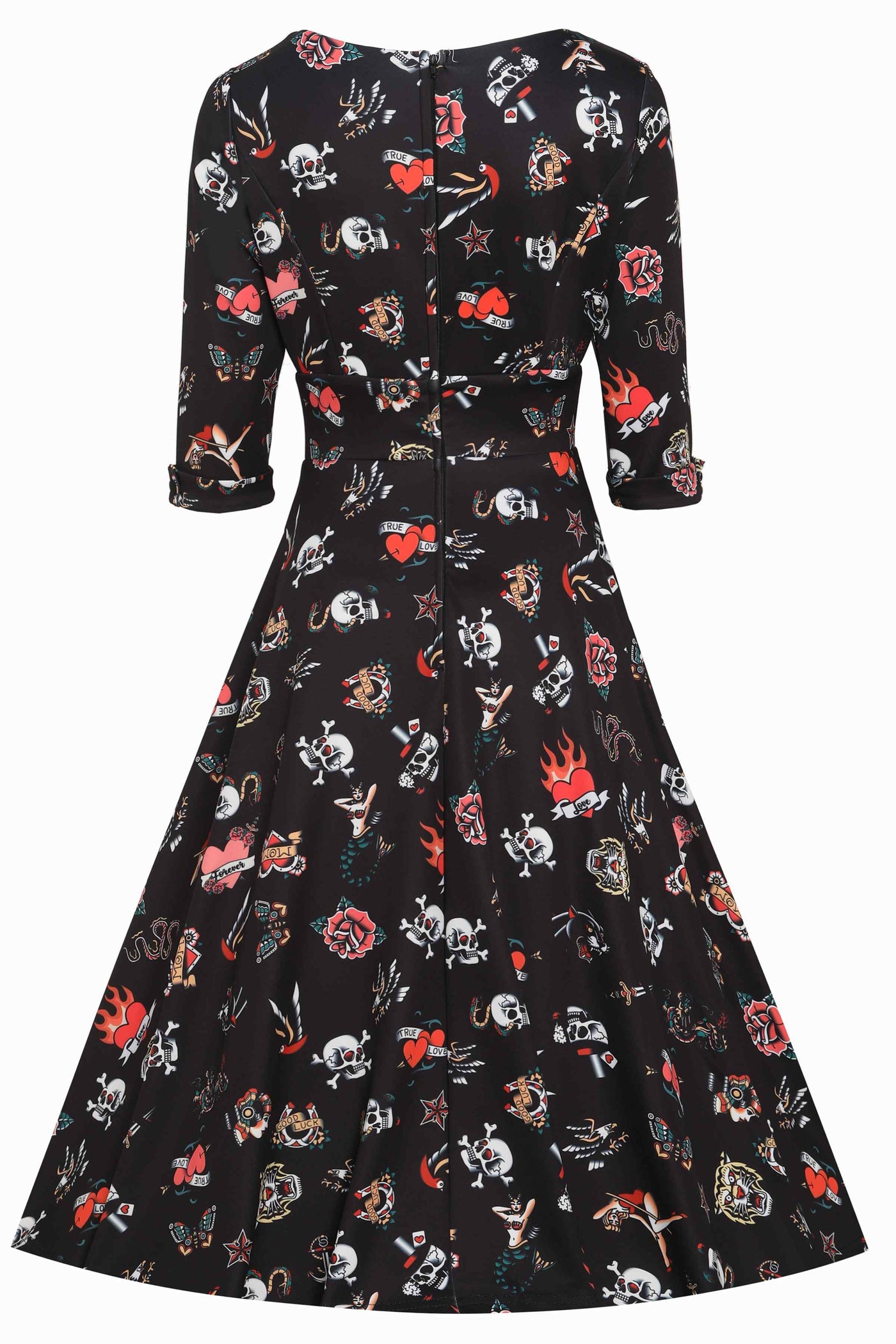 Black Old School Tattoo Midi Dress