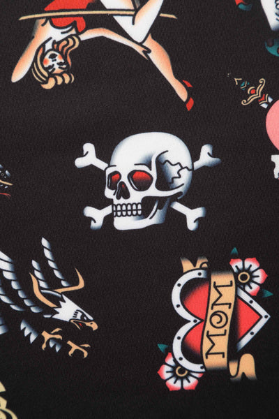 Black Old School Tattoo Midi Dress