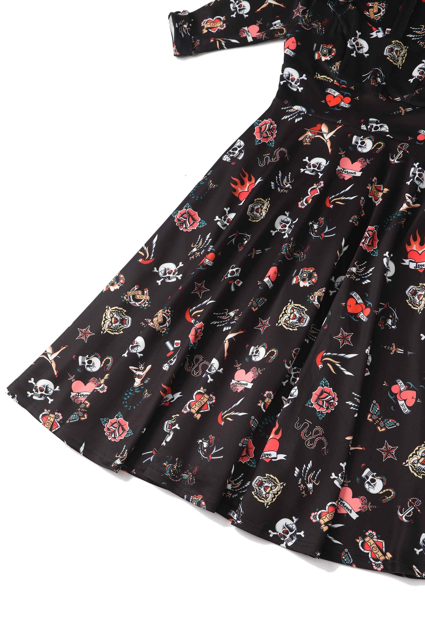 Black Old School Tattoo Midi Dress