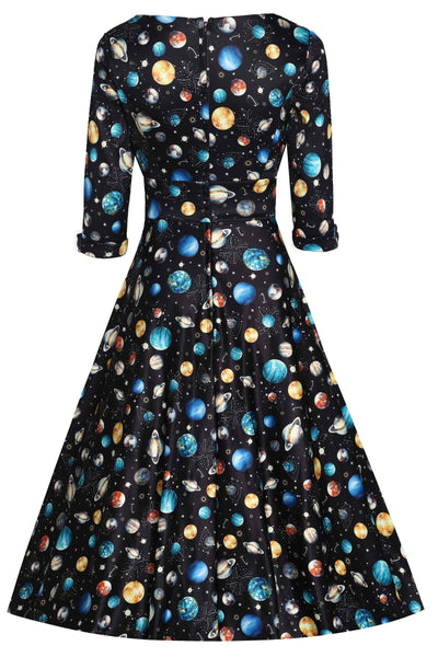 Universe planets on black dress