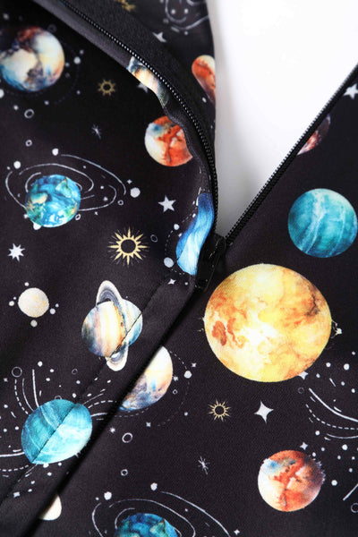 Universe planets on black dress