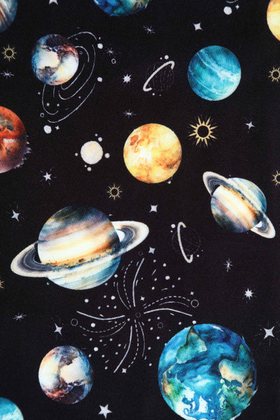 Universe planets on black dress