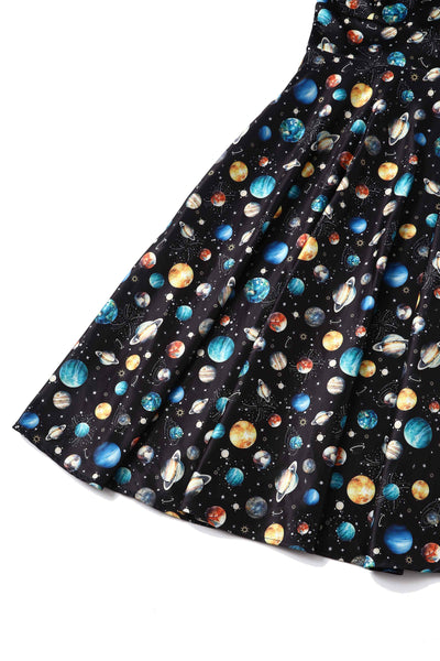 Universe planets on black dress