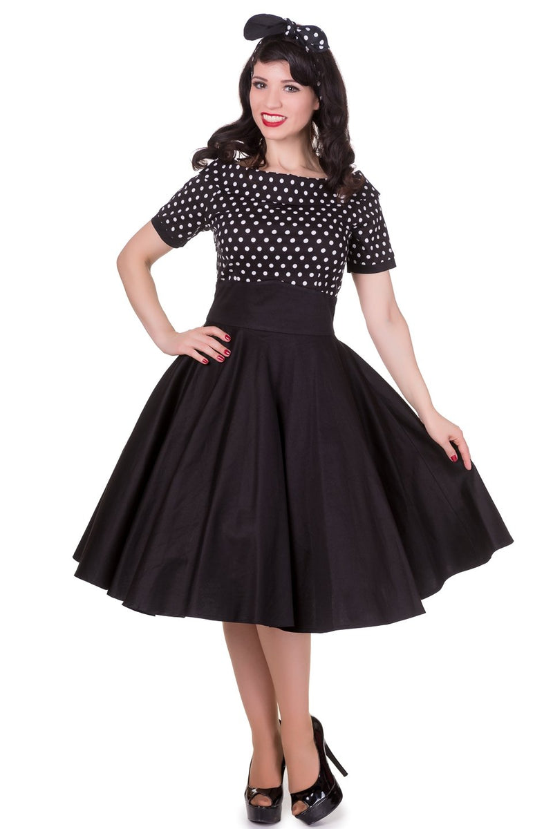 Black Retro Dress w- Polka Collar