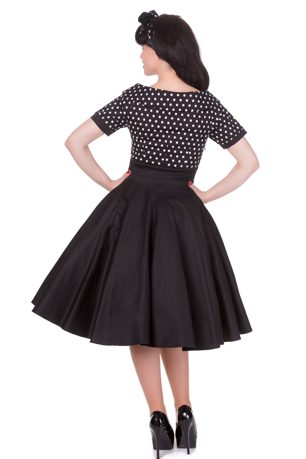 Black Retro Dress w- Polka Collar