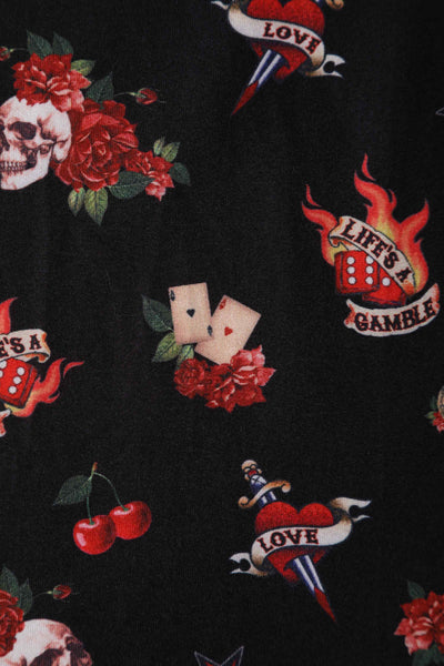 Black Rockabilly Skull & Rose Dress