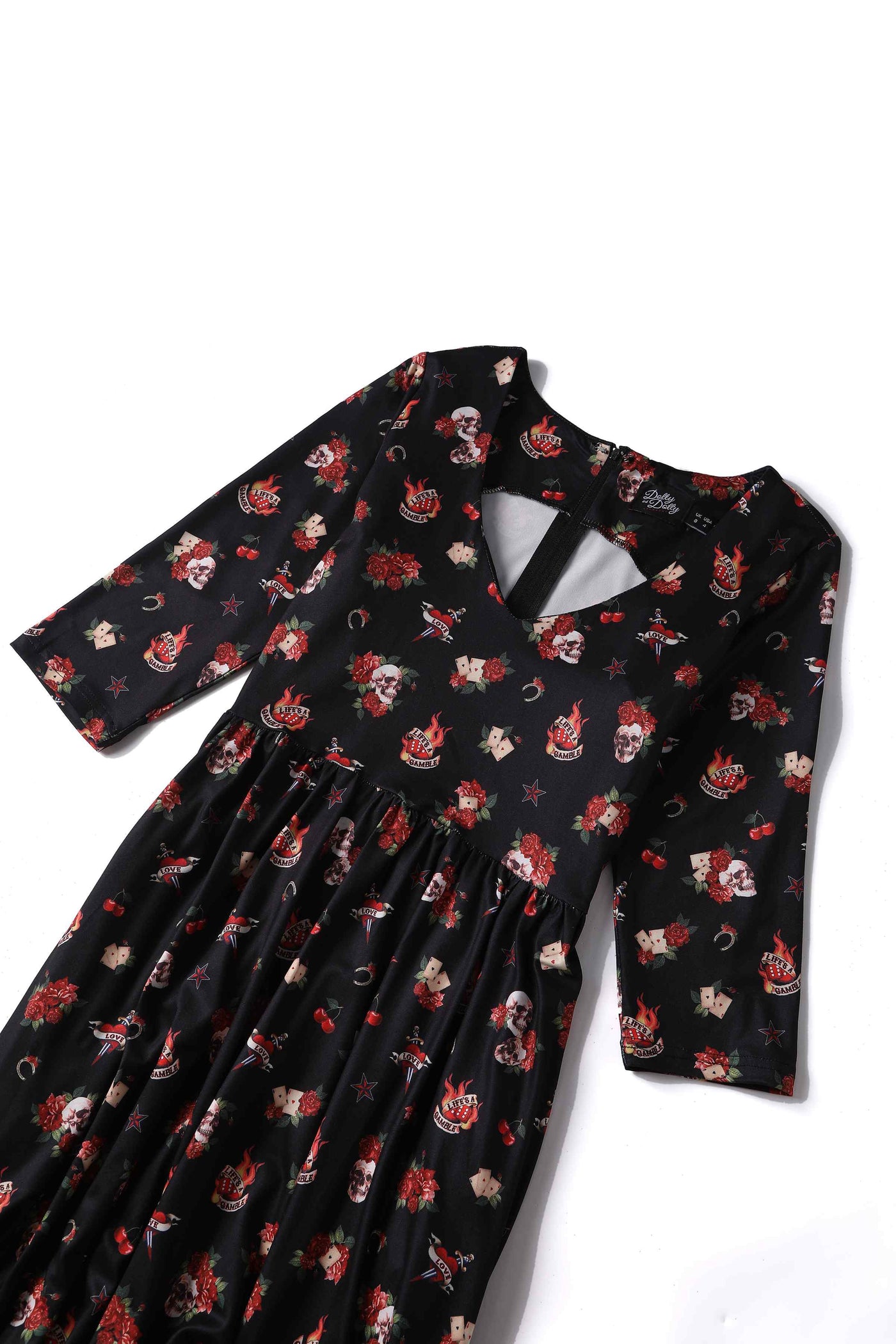 Black Rockabilly Skull & Rose Dress
