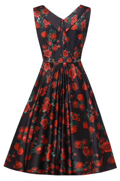 Black Rose Pleated Bust Dress