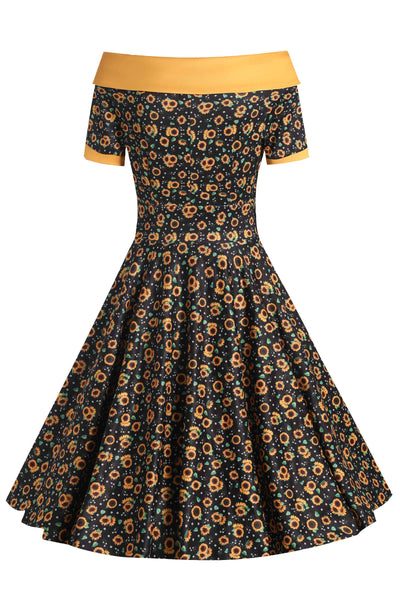 Black Sunflower Swing Dress