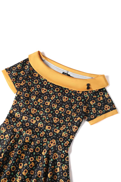 Black Sunflower Swing Dress