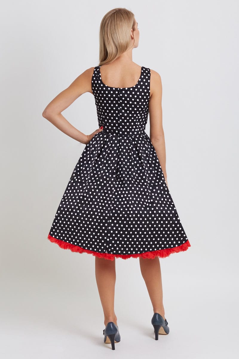 Amanda Black & White Polka Dot Swing Dress3