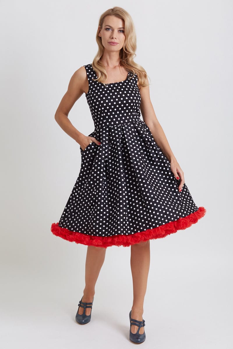 Amanda Black & White Polka Dot Swing Dress1