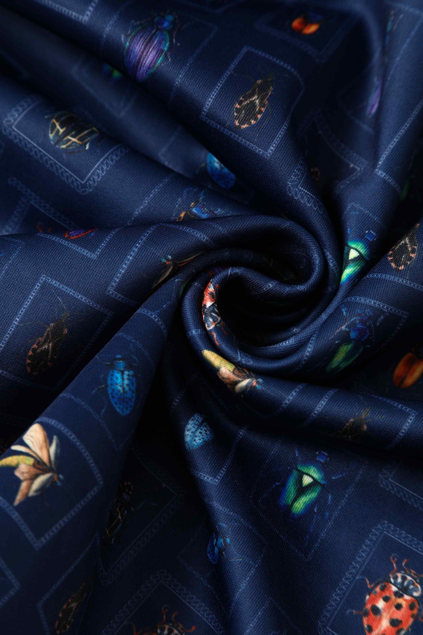 Bug collection print dress in navy blue
