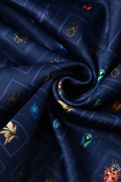 Bug collection print dress in navy blue