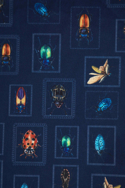 Bug collection print dress in navy blue