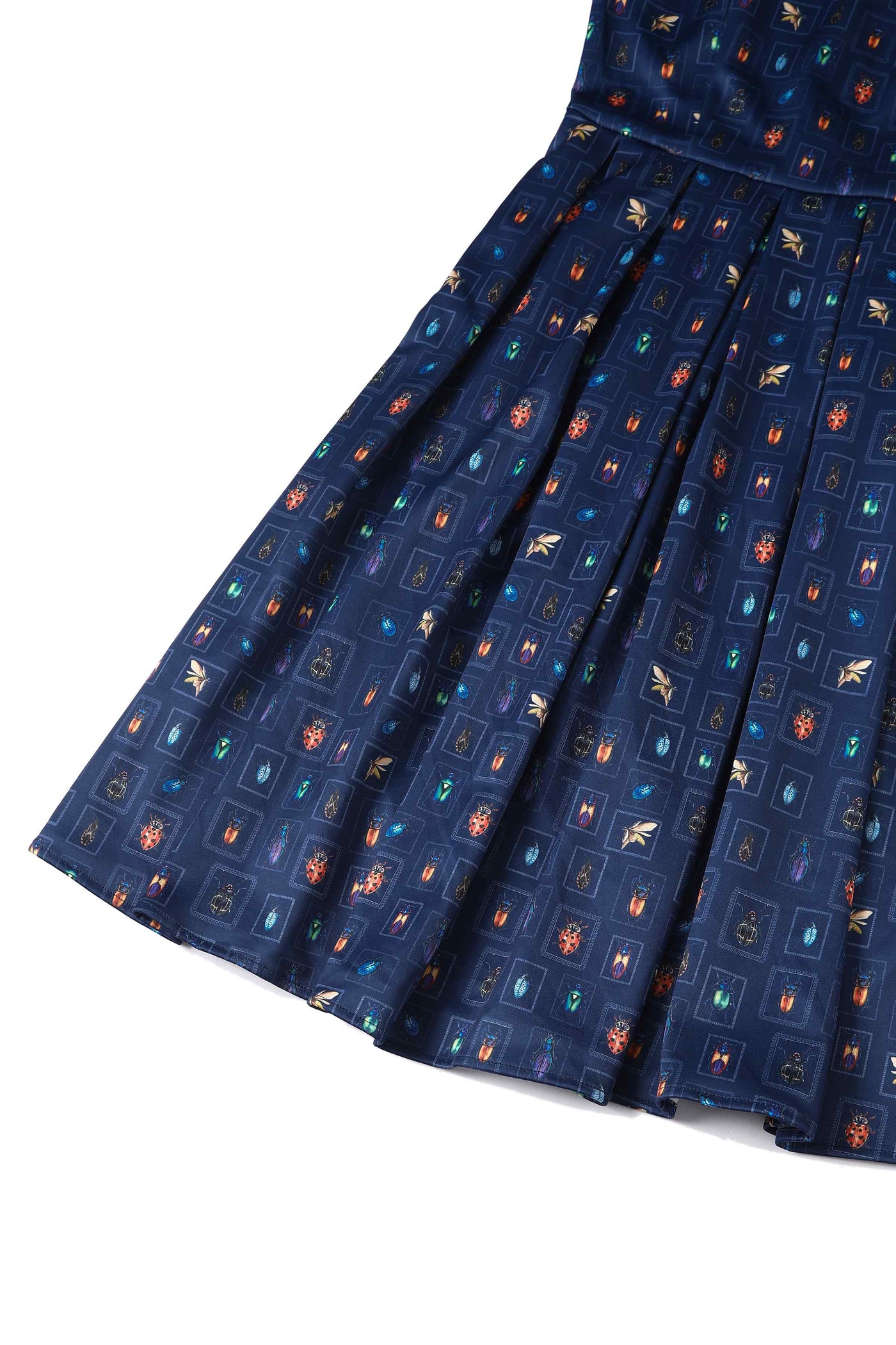 Bug collection print dress in navy blue