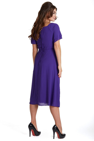 Women's Floaty Chiffon Dress in Purple back