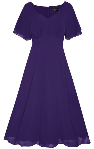 Floaty Chiffon Dress in Purple