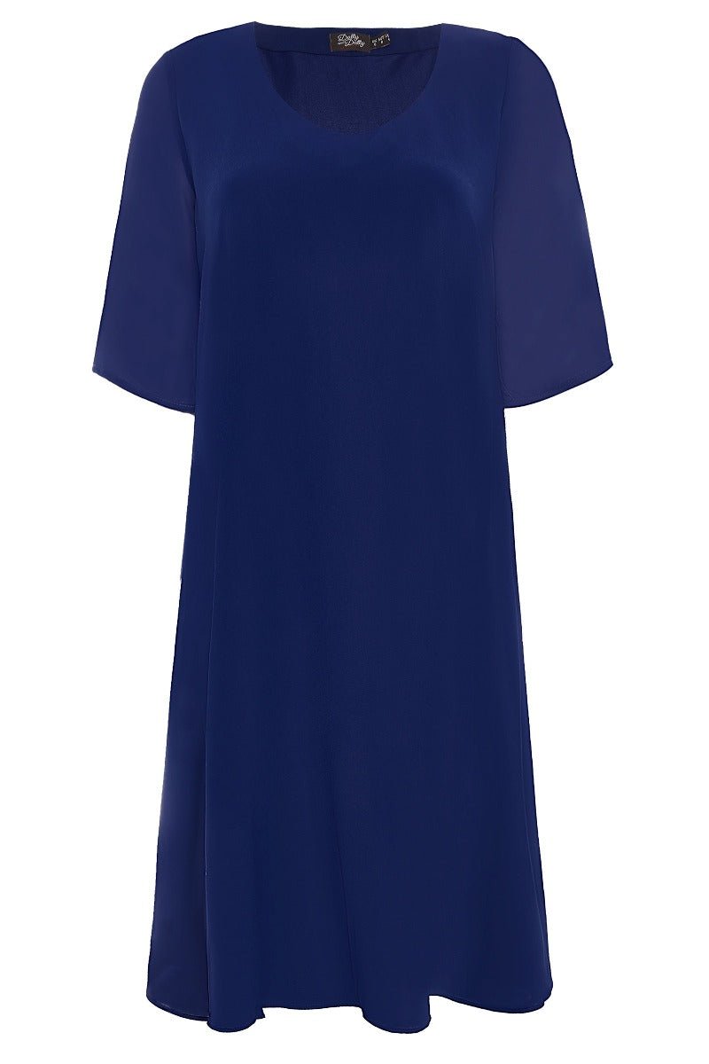Dora Chiffon day dress in Royal Blue, front view
