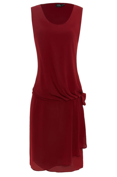 Priscilla 1920's drop waist casual dress, in burgundy red, front view