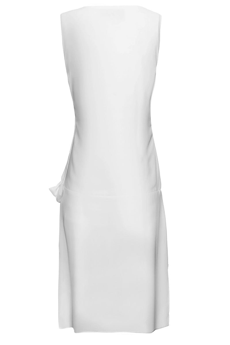 Priscilla 1920's drop waist casual dress, in white, back view