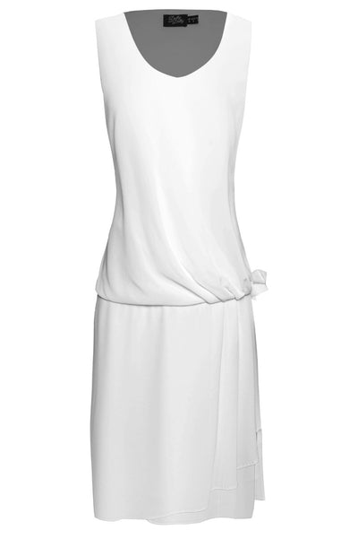 Priscilla 1920's drop waist casual dress, in white, front view
