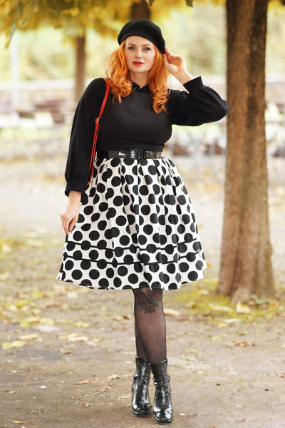 candice oldgas in 1950s Retro Monotone Polka Dot Dress
