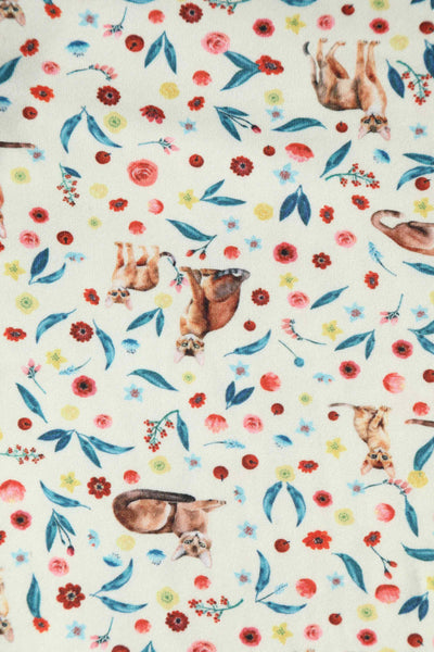cream cats and flowers print