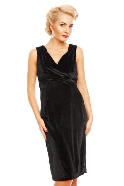 Cheryl Women's Fitted Velvet Vintage Dress in Black
