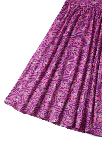 Close up View of Cheshire Cat Smile Pink Long Sleeved Dress