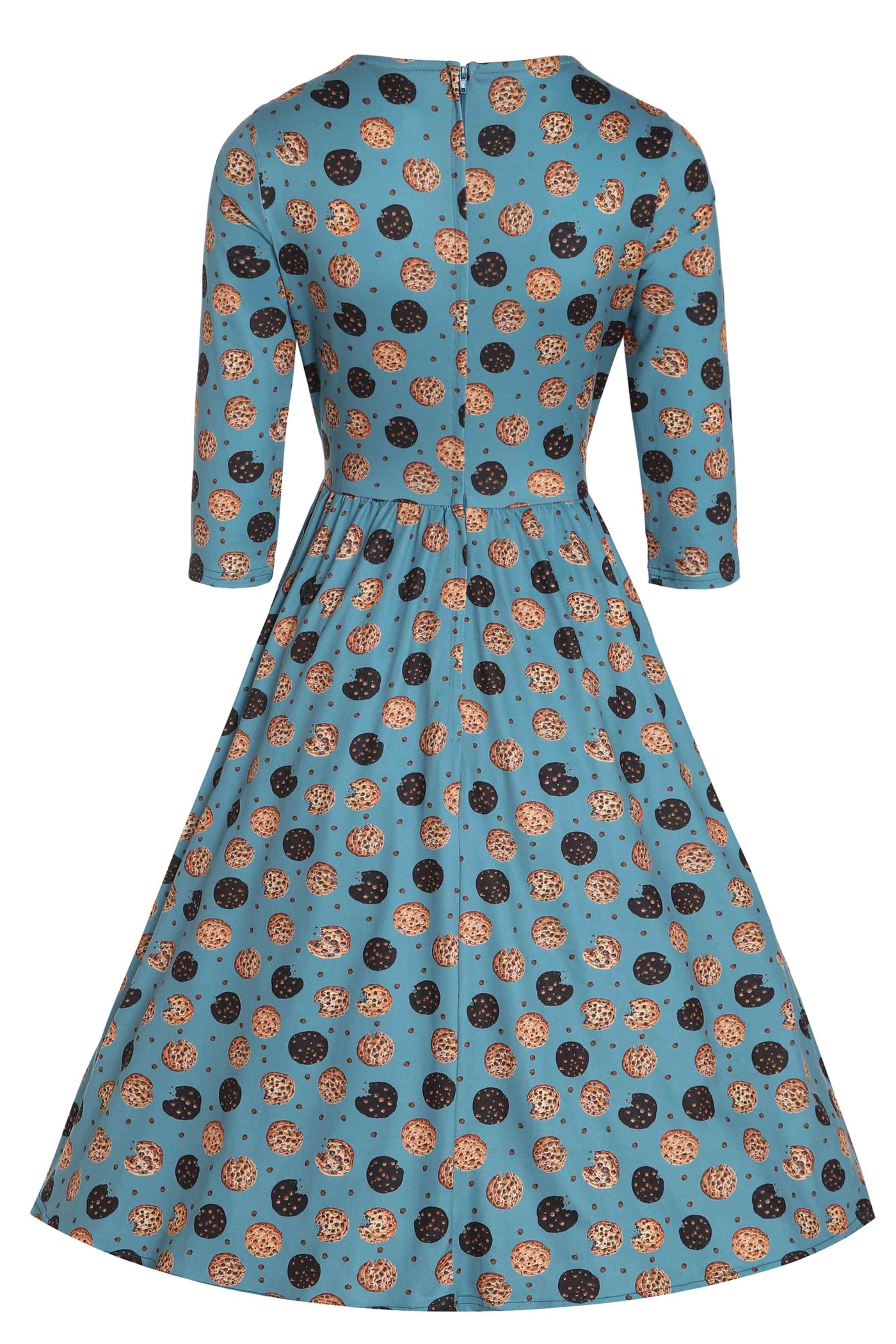 Back View of Cookie Blue Long Sleeved Dress