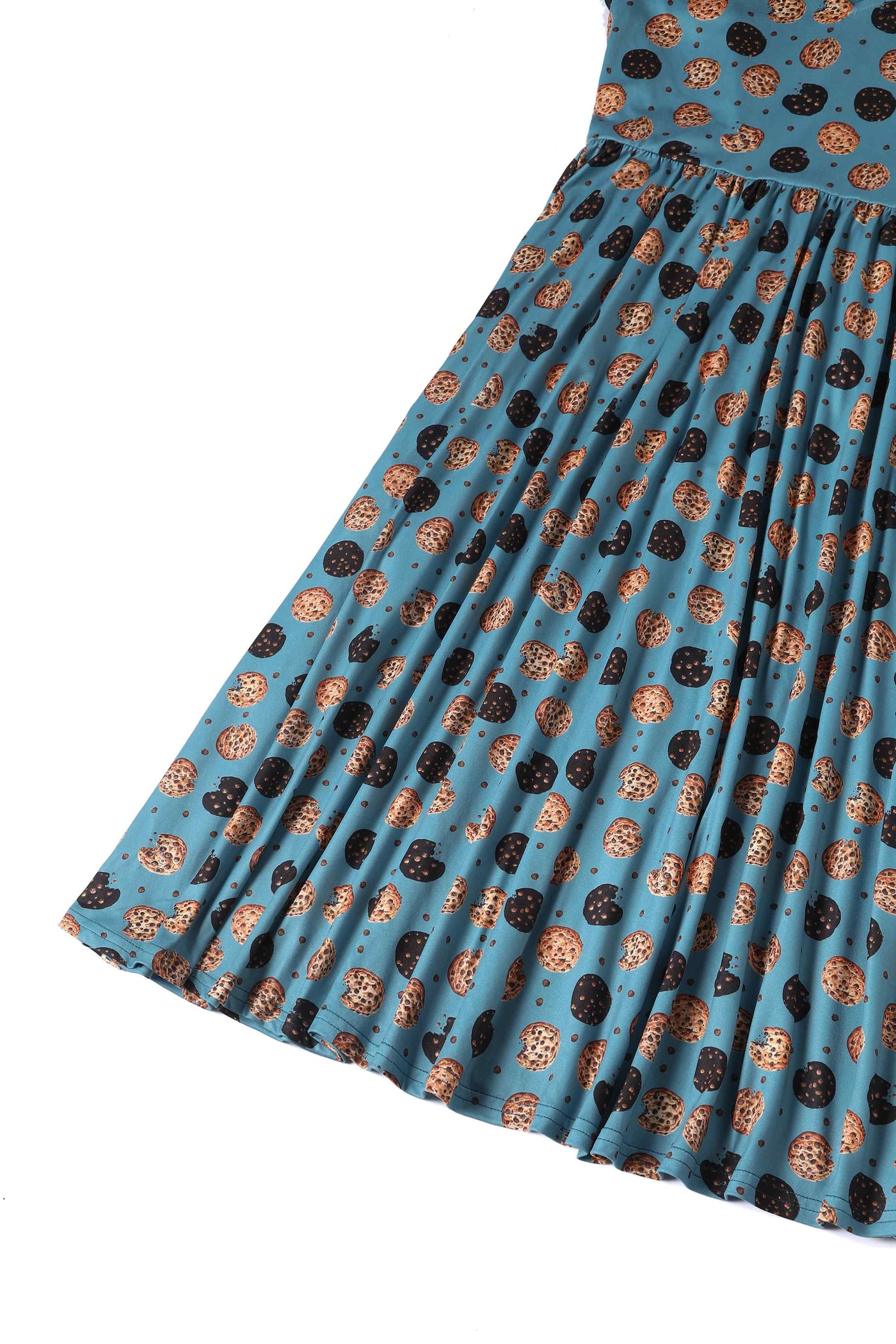Close up View of Cookie Blue Long Sleeved Dress
