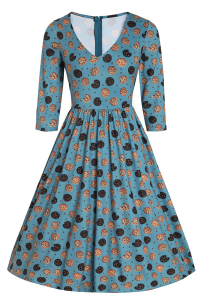Front View of Cookie Blue Long Sleeved Dress