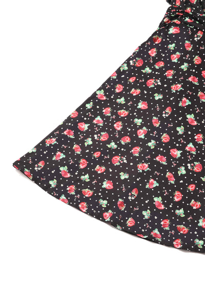 Close up of black strawberry print