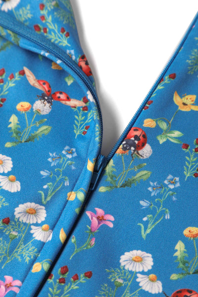 Crossover Bust Blue Ladybug Dress